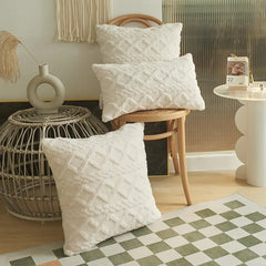 Jacquard Plush Geometric 3D Throw Pillow Cover (Multi-size)