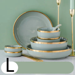 Light Luxury Large Ceramic Rice Bowl Tableware Set