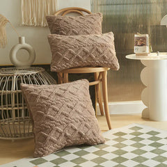 Jacquard Plush Geometric 3D Throw Pillow Cover (Multi-size)