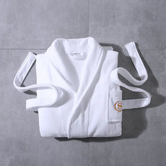 Hotel Quality Adult White Cotton Waffle Bathrobe