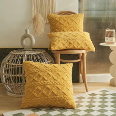 Jacquard Plush Geometric 3D Throw Pillow Cover (Multi-size)