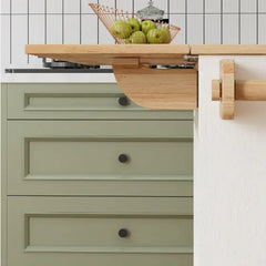 Kitchen Island Trolley With Solid Wood Top, Wine Storage, Spice Rack, Towel Rack, Wine Glass Holder