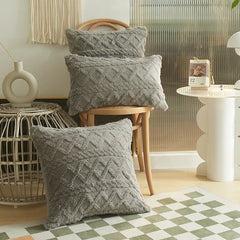 Jacquard Plush Geometric 3D Throw Pillow Cover (Multi-size)