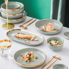 Light Luxury Large Ceramic Rice Bowl Tableware Set