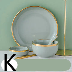 Light Luxury Large Ceramic Rice Bowl Tableware Set