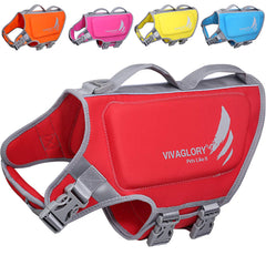 VIVAGLORY Lightweight Dog Life Jacket Pet Life Preserver Life Vest Skin-Friendly Neoprene for Large Dogs with D-Ring and Quick Release Buckle Red
