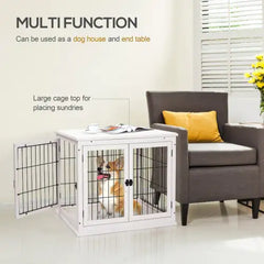 Small Kennel End Table With Two Open Sides And Lockable Door